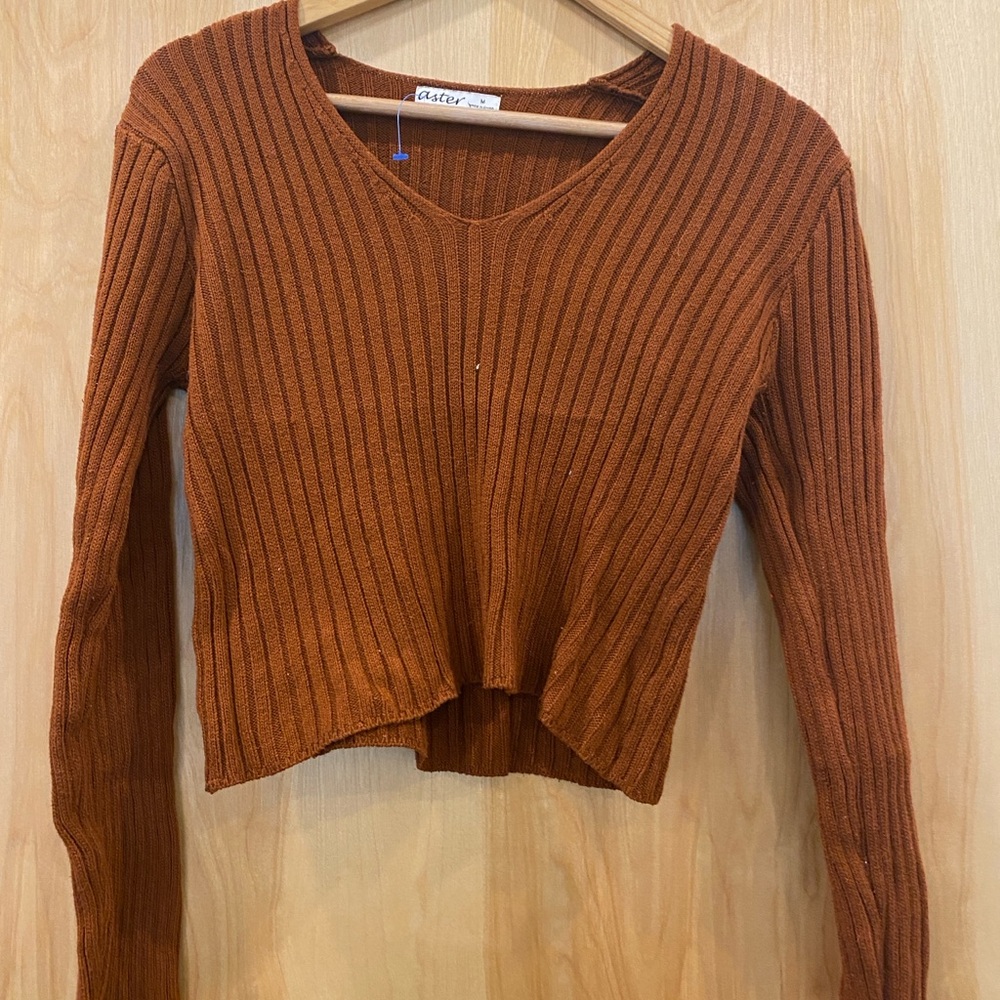 Women's Rust Ribbed Knit Top